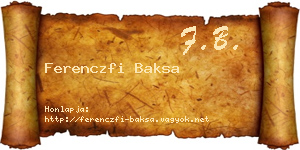 Ferenczfi Baksa névjegykártya